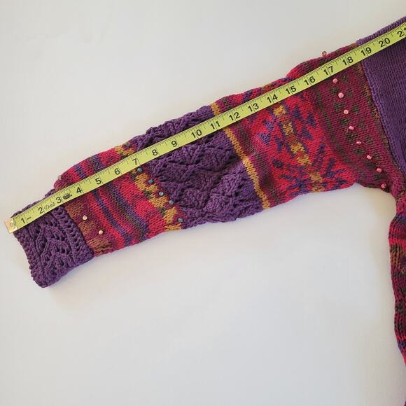 Vintage Hand Knit for The Limited Beaded Sweater Tunic Dress Size Small/Medium - Picture 6 of 7